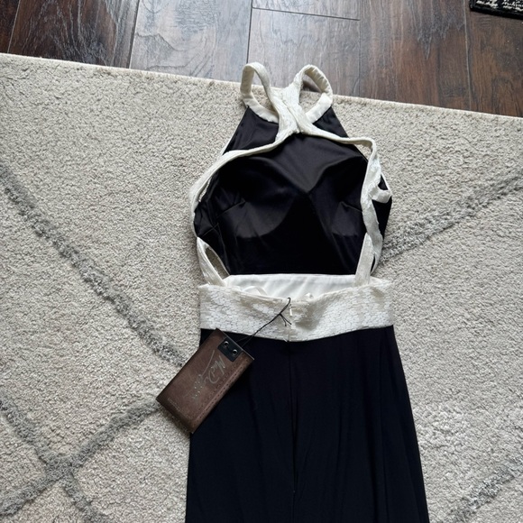 MAC DUGGAL 40518L Black White Beaded Fiona Cutout High Neck & Slit Dress Gown 4 - Picture 11 of 16